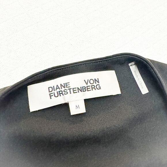 Diane Von Furstenberg Black Wrap Skirt Sleeveless Classic Midi Dress Size Medium - Picture 3 of 6